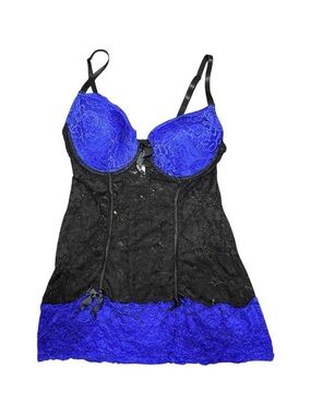 Just Sexy Lingerie Blue and Black Mesh Lingerie